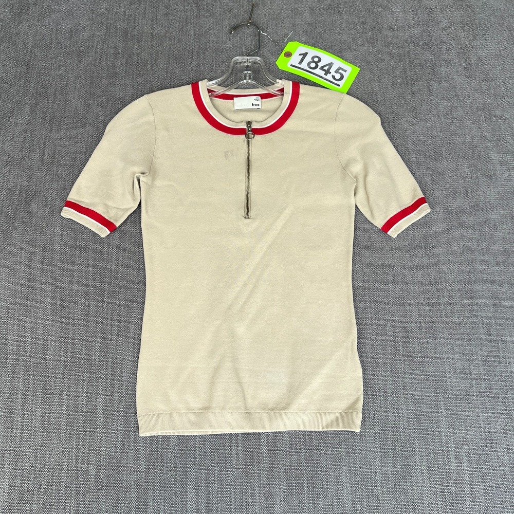 Wilfred Free Aritzia Knit Top Womens XXS Beige Striking Quarter-Zip Pullover